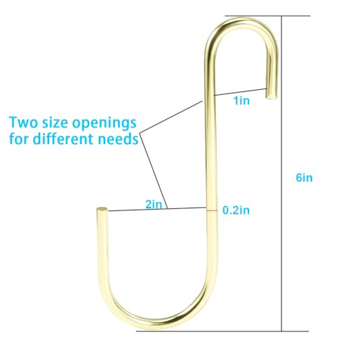 Vindar 3 Pack 6 Inches Bird Feeder Hook Heavy Duty Gold S Hooks Hangers for Kitchen, Office, Wind Chimes, Lanterns, Gardening Tools, Hummingbirds Feeders, Bird House, Lanterns - color: Gold 3 Pack 6 Inch