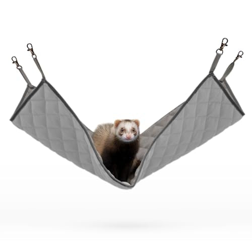 Paw Inspired Hanging Fleece Hammock for Small Animals, Gray/Light Gray | Hammock with Swivel Clips for Pet Cage for Ferrets, Rats, Chinchillas, Sugar Gliders, Hideout Toy for Guinea Pigs, Hamsters - color: Gray/Light Gray