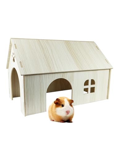 Guinea Pig Chinchilla Hideouts Cages Toys Accessories Wooden House and Habitats Hides Nature Huts for Hamster Squirrel Rat and Other Small Animals etc.
