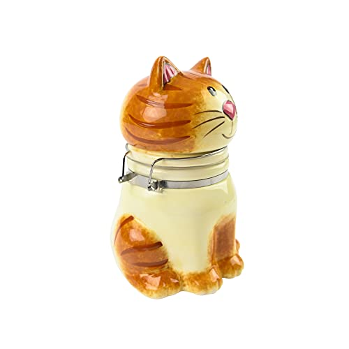 Hand-Painted Earthenware Pretty Kitty Hinged Jar by Boston Warehouse - color: Sitting Pretty Cat