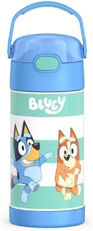 THERMOS FUNTAINER Water Bottle with Straw - 12 Ounce - Kids Stainless Steel Vacuum Insulated Water Bottle with Lid,Bluey,(Pack of 6) - color: Bluey, size: 12 Ounces (Pack of 6)