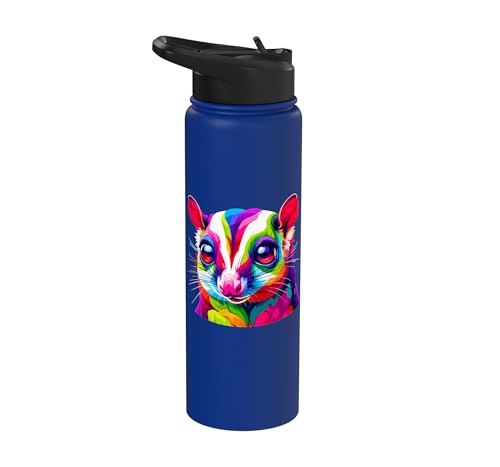 Colorful Pop Art Sugar Glider Sugar Gliders Stainless Steel Insulated Water Bottle - color: Royal Blue