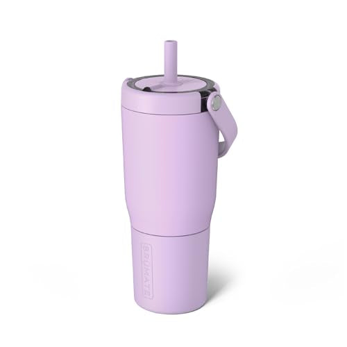 BrüMate Resa 25oz 100% Leakproof Travel Tumbler with Handle & Straw | Flexible SoftSip Straw | Silicone Sleeve for Durability | Stainless Steel | Cup Holder & Travel Friendly Water Bottle | (Lavender) - color: Lavender, size: 25 oz