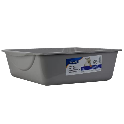 Petmate Open Cat Litter Box; Large Nonstick Litter Pan Durable Standard Box, Grey Great for Small & Large Cats Easy to Clean; Made in USA | Easy to clean standard tray for small and big felines, smooth surface releases clumps, simple everyday scooping and
