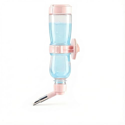 Pink 17oz/500ml No Drip Guinea Pig & Rabbit Water Bottle | Ideal chinchilla water bottle no drip. 500ml leak-proof pink dispenser keeps your small pet's cage clean and dry