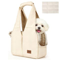 Dog Purse Carrier for Small Dogs and Cats, Soft-Sided Pet Tote Bag with 6 Large Pockets, Collapsible Travel Puppy Carrier with Small Cushion, Fits Pets up to 6 lbs (Beige, 13.6" L x 6.6" W x 10" H) - color: Beige, size: 13.6"L x 6.6"W x 10.0"H