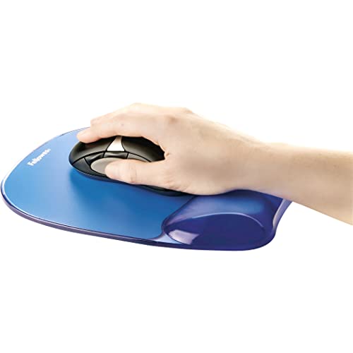 Fellowes Crystals Gel Mouse Pad Wrist Rest - Blue (91141) - color: Blue, size: 9.1L x 7.9W inches