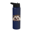 Hedgehog Cute Peeking Spiky Animal Lover Stainless Steel Insulated Water Bottle - color: Navy Blue