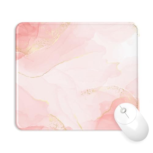 Mouse Pad with Stitched Edge, Multiple Patterns Computer Mouse Pads with Non-Slip Rubber Base, Washable Cloth Mousepad, for Gaming, Laptop, PC (Blush Gold) - color: 30Blush Gold