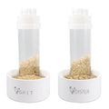 Kalekey 2 Pack Transparent PVC Chicken Feeder, Oyster Shell and Grit Feeder Hanging Ground Chicken Coop Feeder with Hanging Hook for Hens & Chicks (White) - color: White