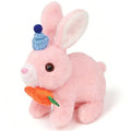 Easfan Bunny Plush Jumping Spotted Pink Rabbit with Hat Hopping Ears Nose Moving Educational Plush Toy Singing Shaking Glowing Interactive Toy Electric for Toddlers Kids - style: Bunny_Pink_Hat