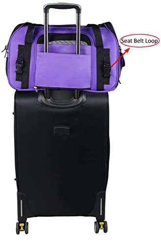 EliteField Soft-Sided Pet Carrier for Cats & Small Dogs (3-Year Warranty) | Airline Approved, Removable Bed & Cover, Built-In Leash, Luggage Sleeve, Seat Belt Loop, Waterproof, Durable, Foldable - color: Purple, size: 17.0"L x 9.0"W x 12.0"H