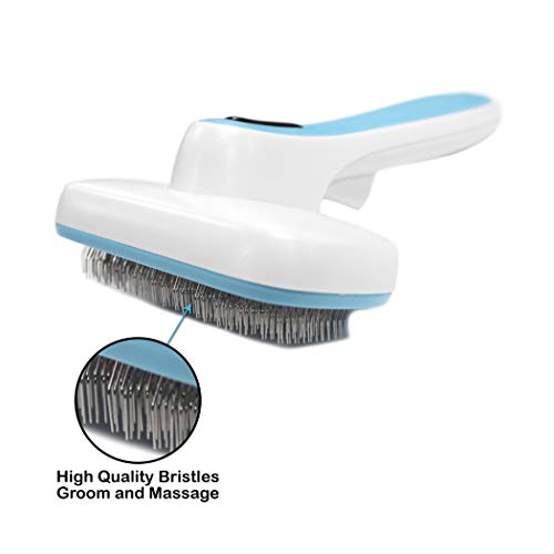 Pets First Premium Dog Brush & CAT Brush Self Cleaning Dog Slicker Hair Brush Easy to Clean Best Pet Grooming Brushes Shedding Grooming Tools for Dogs and Cats. Beautiful Gift for the Groomer!