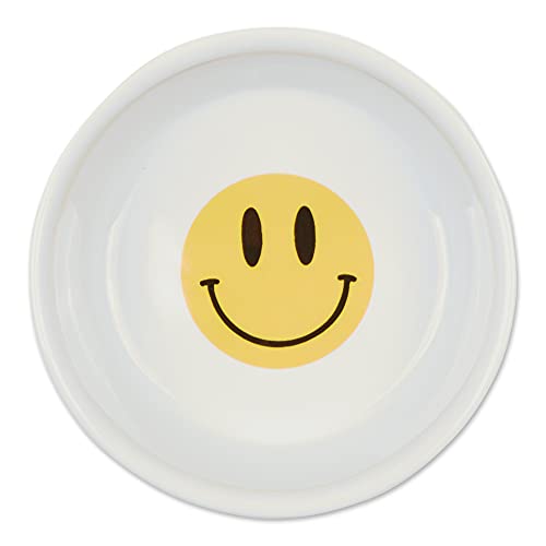 Bone Dry Ceramic Food Bowls, Non-Slip & Dishwasher Safe, Small Set, 4.25x2, Smiley Face, 2 Count - color: Smiley Face, size: Small Set, 4.25x2"