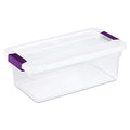 Sterilite 17511712 6 Quart Clearview Latch Storage Container with Plum Handles - size: 6 qt