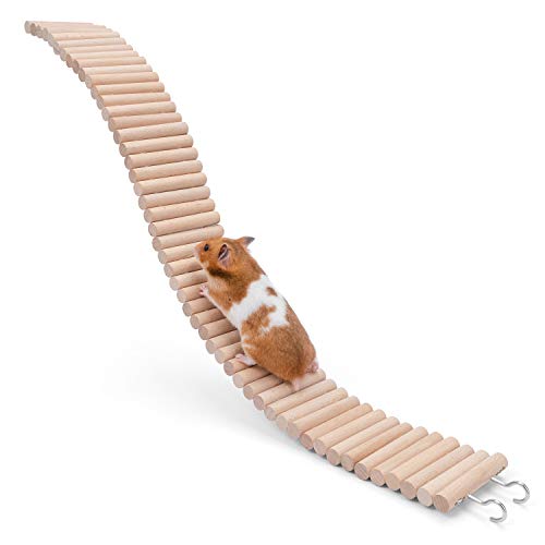Niteangel Hamster Suspension Bridge Toy: 25.6" x 3" Flexible & Bendable | Enhances Coordination & Balance Long Climbing Wooden Ladder for Hamsters Mice Gerbils Sugar Glider Rat and Other Small Animal - size: 25.6L x 3W