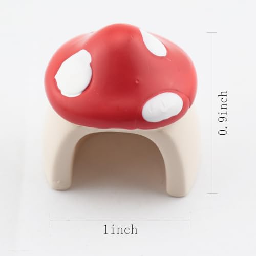 8PCS Resin Mini Mushroom Hideouts Bead Jumping Hermit Crab Cute Hiding Decorations 1x1x0.9 Inches Reptile Pet Accessories Garden Landscaping Miniature Model Decor