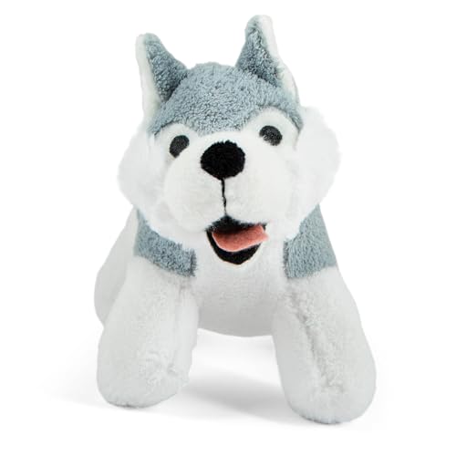 Jeffers Pet Animal Cuddlers Plush Squeaky Dog Toy, 8 in - Gray Husky - color: Gray Husky