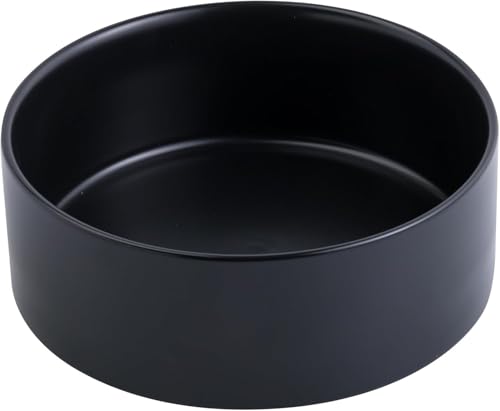 Durable Black Ceramic Dog Bowl - Non-Slip, Pet Feeding Bowl for Dry/Wet Food and Water, Dishwasher Safe, Modern Design for Small and Medium Dogs & Cats