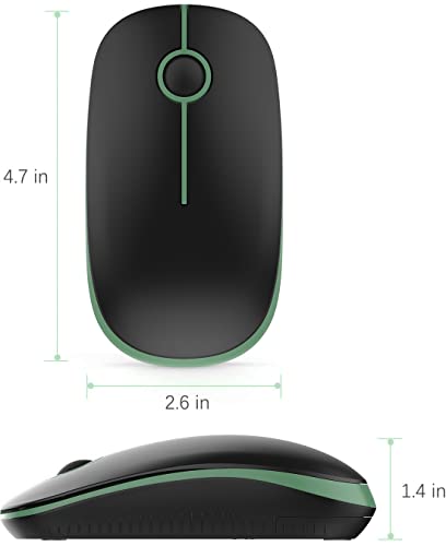 VssoPlor Wireless Mouse, 2.4G Slim Computer Laptop Mouse, Black and Green | Portable Mouse, Plug & Play USB Nano Receiver, Quiet Silent Optical Mice for Notebook, PC, Laptop, Computer, Windows, Mac - color: Black and Green