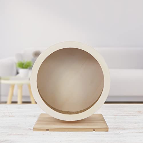 Small Pets Exercise Wheel Hamster Wooden Mute Running Spinner Wheel Play Toy for Rat Gerbil Mice Chinchillas Hedgehogs Guinea Pigs (M) - size: M