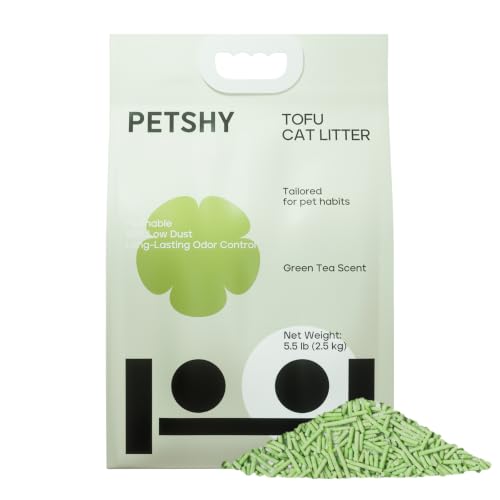 Tofu Cat Litter – Green Tea Scented for Long-Lasting Freshness, Plant-Based Kitty Litter, Flushable, Low Dust, Non-Stick Pellets for Easy Scoop & Clean, 5.5 lb - size: 5.5lb x 1 bag