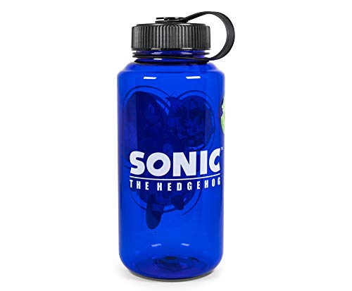 JUST FUNKY Sonic The Hedgehog Character Water Bottle | BPA-Free Large Plastic Water Jug With Screw Top Lid | Hydration For Outdoor Sports, Gym, Yoga | Holds 32 Ounces