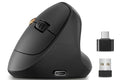 Ergonomic Vertical Wireless Mouse, 57°, Small/Medium Hands, Black | Rechargeable, Quiet Click, 800/1200/1600 DPI, 2.4GHz USB Receiver, Forward/Back Buttons, Computer Mouse for Laptop PC Mac - color: Black