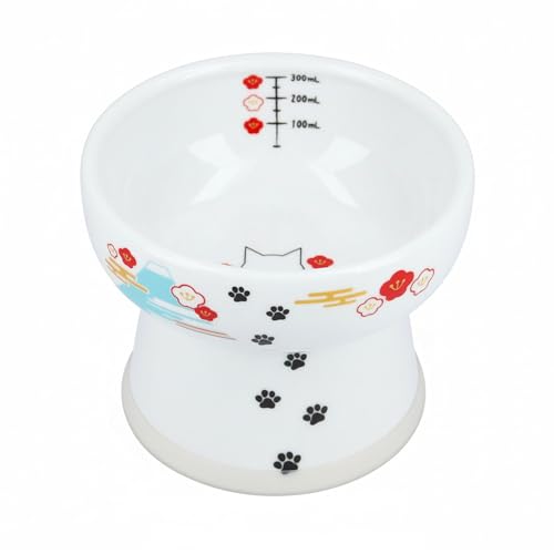Necoichi Ceramic Elevated Cat Water Bowl, Whisker-Friendly (Fuji, Extra Tall) - color: Fuji, size: Extra Tall