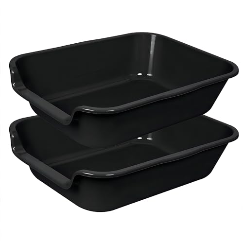 Extra Large Low Entry ABS Cat Litter Box, Black, 20" L x 15.5" W, 2 Pack | Durable low entry litter box, non-stick, odor-free, ideal for seniors, kittens, rabbits, large cats and multi-pet homes. - color: Black, size: Small (Pack of 2)
