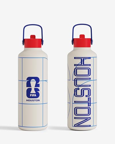 Drib 24oz Insulated Water Bottle, FIFA World Cup 2026 Edition – Performance Stainless Steel Insulated Bottle with Quiet Leak-Proof Straw Lid (Houston - City Touch) - color: Houston - City Touch