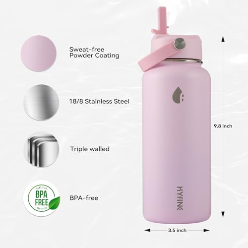 32oz Insulated Stainless Steel Water Bottle with Straw Lid Lager Capacity - color: Pink