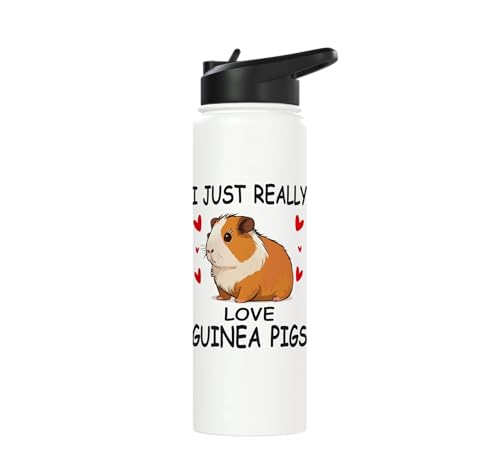 I just really love guinea pigs, Cute Guinea pig Stainless Steel Insulated Water Bottle - color: White