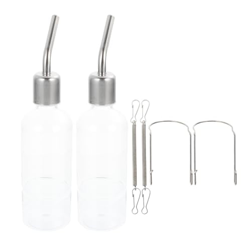 Toddmomy Rabbit Water Bottle 2 Pack Hanging Water Dispenser for Guinea Pig Chinchilla Small Animal Cage Leak Resistant Transparent Pet Drinking Bottle with Hooks 8.66 X 2.36 X 1.96 in
