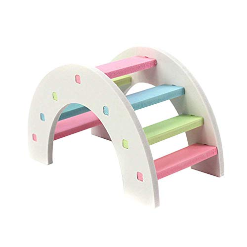 Hamster Toys Wood Bridge Rainbow Climb Kit and Exercise Wheel Jogging Running Silent Spinner Hamster Flying Saucer - color: Blue