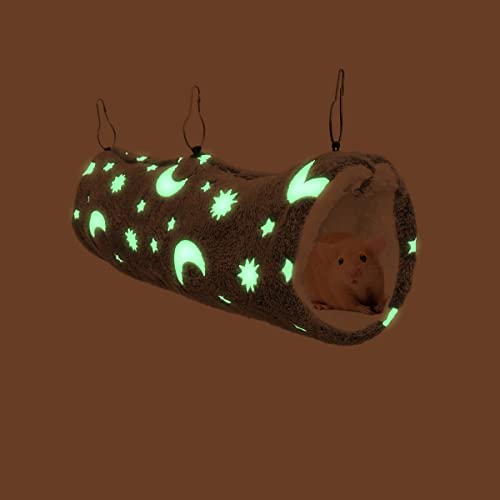 Luminous Noctilucent Glow Guinea Pig Rat Hammock Tunnel, Ferret Hanging Bunk Bed Hammock, Rat Ferret Guinea Pig Hideout and Soft Bed for Small Animals (5.Moon Tunnel Hammock) - color: 5.Moon Tunnel Hammock