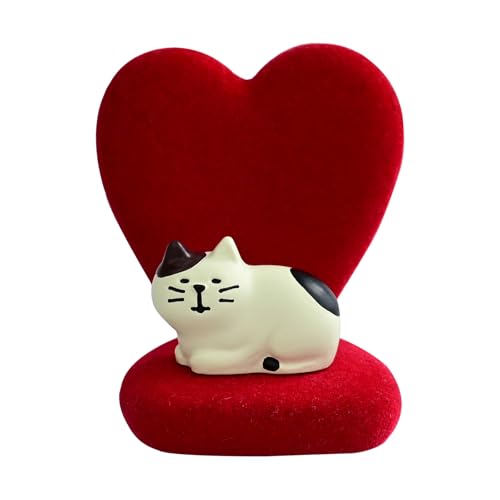Mevodeata Cute Mini Cat Figurine with Small Sofa Resin Cat Figure for Office Home Decor - Cute Cat Gift for Cat Lovers (Love Shaped Sofa) - color: Little Cat-love