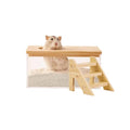 Transparent Hamster Sand Bath Box for Hamster Cage Accessories, Digging Sand Container with Climbing Ladder, Large Sandbox for Hamsters Dust Bath and Play Sand (M, Rectangle) - size: M