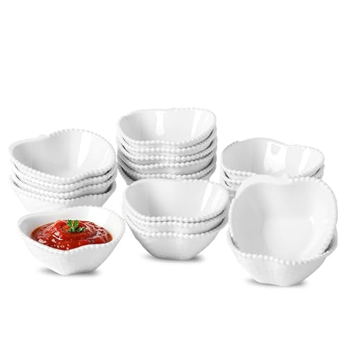 UIBFCWN 20 Pack Ceramic Dipping Bowls, 2oz Soy Sauce Dishes, White Dipping Sauce Bowls/Dishes, Pinch Bowls, Small Dip Bowls Set for Sauce, Side Dish, Condiments, Sushi, Ketchup, Charcuterie Boards - color: Apple, size: 20 Pack