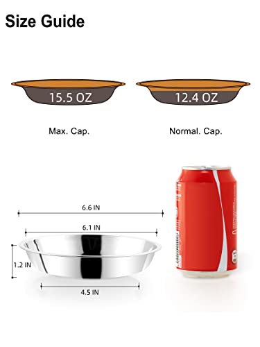 VENTION Stainless Steel Shallow Cat Food Bowl 6.5 Inch, Small Whisker Fatigue Cat Food Dish 15.2 Fl.oz, Replacement Basic Kitten Bowls Bulk for Elevated Stand, Dishwasher Safe (Set of 4) - size: 6 1/2 Inch-Outer Dia.