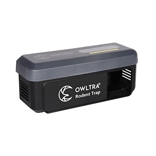 OWLTRA 1 Pack OW-7 in-/Outdoor Electric Rodent Trap, Instant Eliminate Rodent Zapper with Waterproof Cover, Sound & Light Alarm, and Batteries or USB Power Source, Waterproof Grade IPX4, Black - size: 1 Pack, style: Outdoor/Indoor Electric Rodent Trap