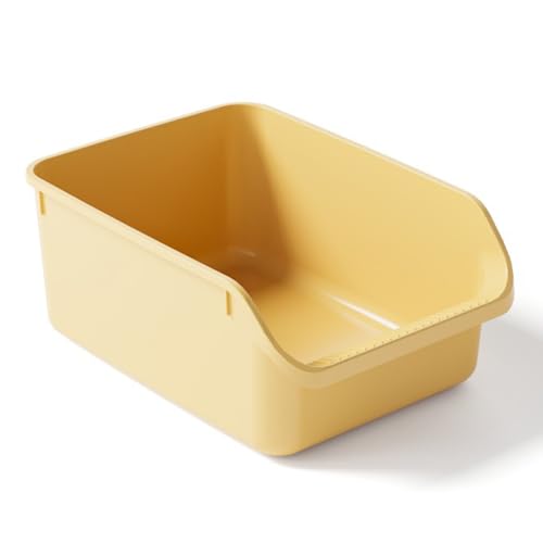 SpaceTime Large Cat Litter Box with High Sides,Cat Boxes for Indoor Cats,Cat Litter Pan for Kitty,Litter Box with Low Entry,Easy to Clean,Anti-Splashing(Yellow) - color: Yellow
