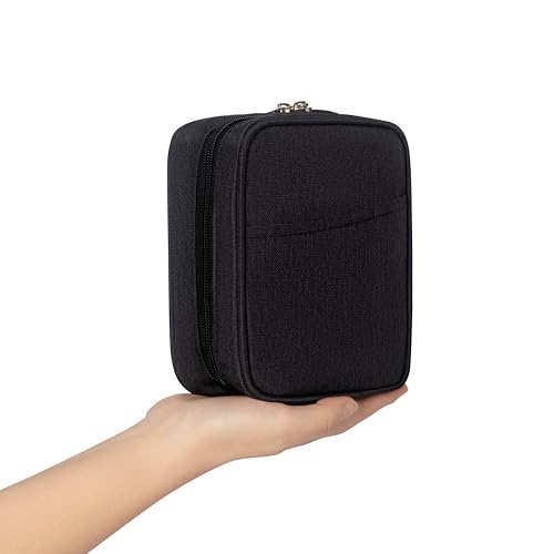 Electronics Organizer Bag, Small Tech Pouch Storage Case for Cord, Cable, Charger, Hard Disk, Power Bank, Laptop Mouse, Toiletries, Cosmetics, Personal Item and Travel Essentials Accessories Black