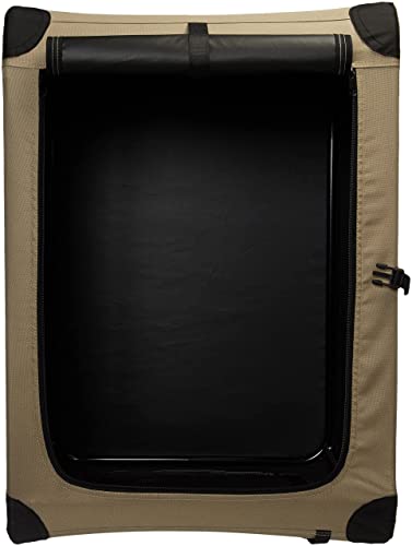 Amazon Basics Portable Folding Soft Dog Crate, Double Door, Collapsible Travel Kennel, Easy to Assemble, Medium, 29.92" x 21.3" x 21.3", Tan - color: Tan, size: M 30" x 21" x 21"