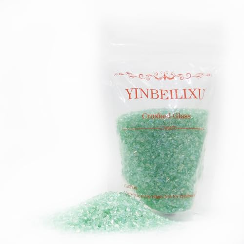 Crushed Glass Glitter, Broken Stones Shattered Glass Chips for Resin Art Crafts, Epoxy Resin Supplies, Geod Painting, DIY Art Projects, Jewelry Making, 2-4mm, 200g/7oz (Lake Green) - color: Lake Green