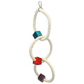 Tri-Hoop - Hanging Round Multi-Level Rope Perch Swing Cage Accessory Toy - Sugar Gliders, Degus, Marmosets, Squirrels, Monkeys, Parrots, Birds, Rats & Other Small Pets