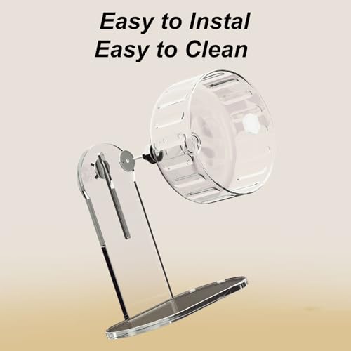 Hamster Wheel, Silent Running Exercise Wheel with Adjustable Stand for Hamster Guinea Pig Gerbil Hedgehog Small Animal Cage Accessories (Clear, 6.5inch) - size: 6.5inch