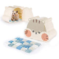 Magnetic Hamster Hideout with Open Lid & Crystal Cooling Pad Set, Visible Hamster House, Summer Cooling Ice Bed, Small Animal Houses & Habitats, Hamster Cage Accessories for Dwarf Mice Rat (Gray) - color: Gray
