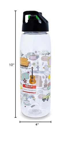 Silver Buffalo FRIENDS Central Perk Doodles Quotes, Water Bottle, 28oz | TV Show, Iconic Frame and Chick and Duck, Yellow, Joey Doesn't Share Food, How You Doin, Includes Screw Top Lid, Picture - color: Friends Iconic Doodles, size: 28 Ounces
