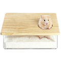 Clear Acrylic Hamster Sand Bath Box with Wood Lid Mini Pet Sandbox (A) | Transparent pet shower box with wooden cover easy clean digging hideout space saving corner design for Syrian Hamster - style: A